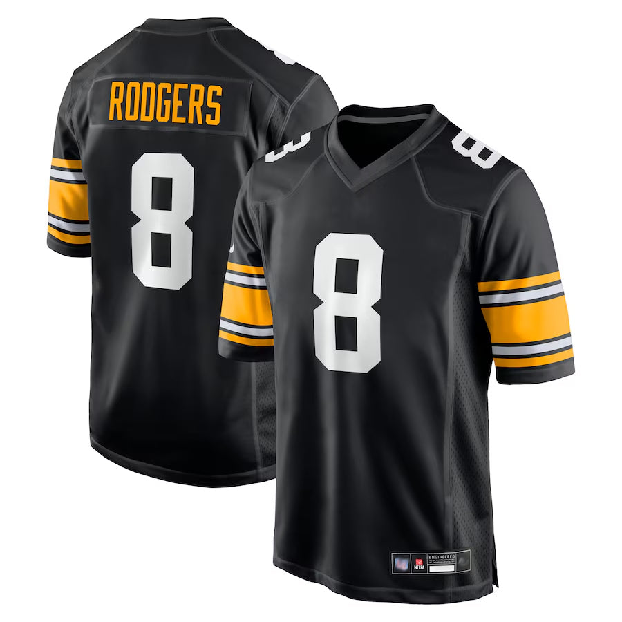 Yuxns P.Steelers #8 Aaron Rodgers Player Black Home Limited Stitched Jerseys
