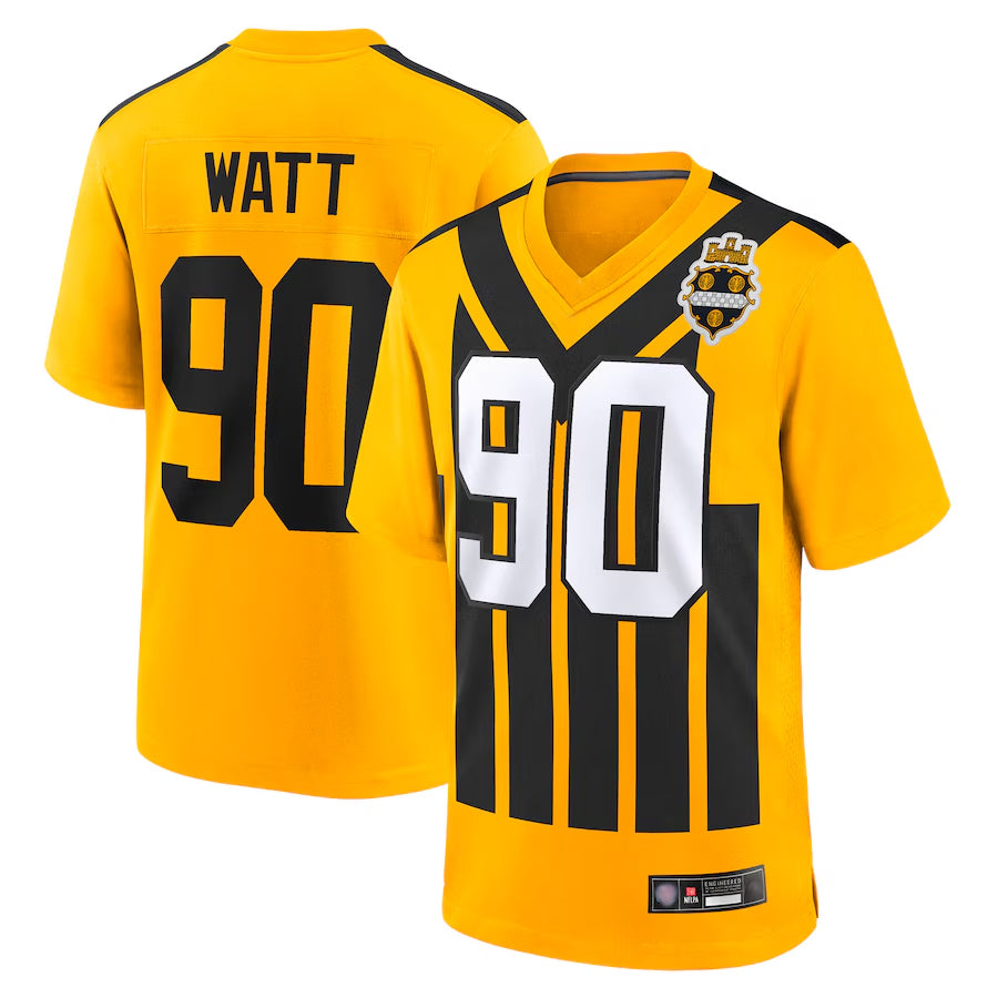 Yuxns P.Steelers #90 T.J. Watt Player Gold Alternate 1933 Throwback Game Stitched Jerseys                                                 er                         seys
