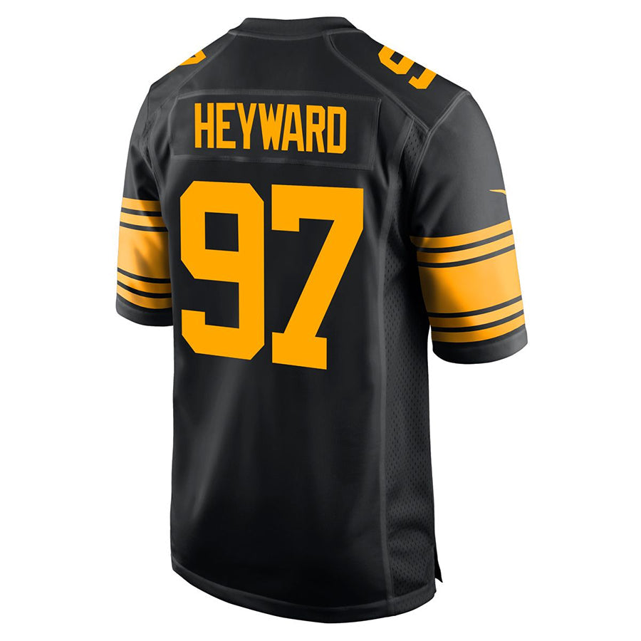 Yuxns P.Steelers #97 Cameron Heyward Player Black Home Replica Stitched Jerseys