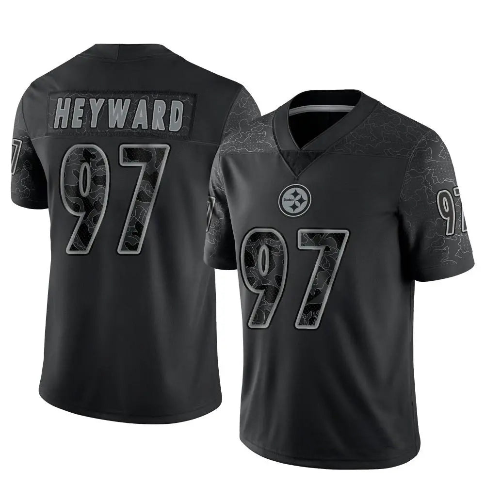 Yuxns P.Steelers #97 Cameron Heyward Player Black Limited Reflective Stitched Jerseys