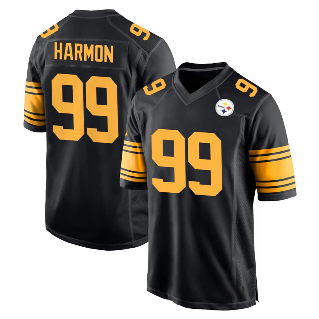 Yuxns P.Steelers #99 Derrick Harmon Player Black Color Rush Home Game Stitched Jerseys