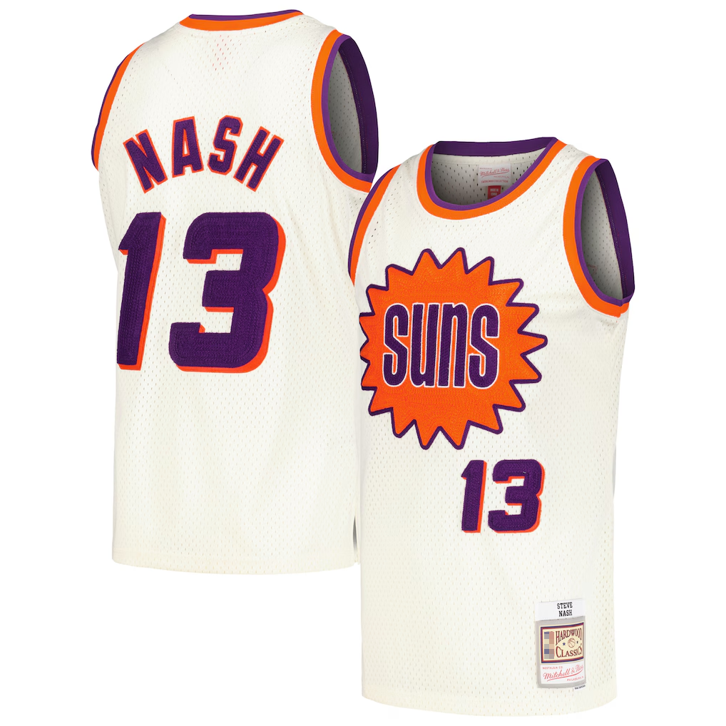 Yuxns P.Suns #13 Steve Nash Mitchell & Ness Cream Chainstitch Swingman Stitched Jerseys