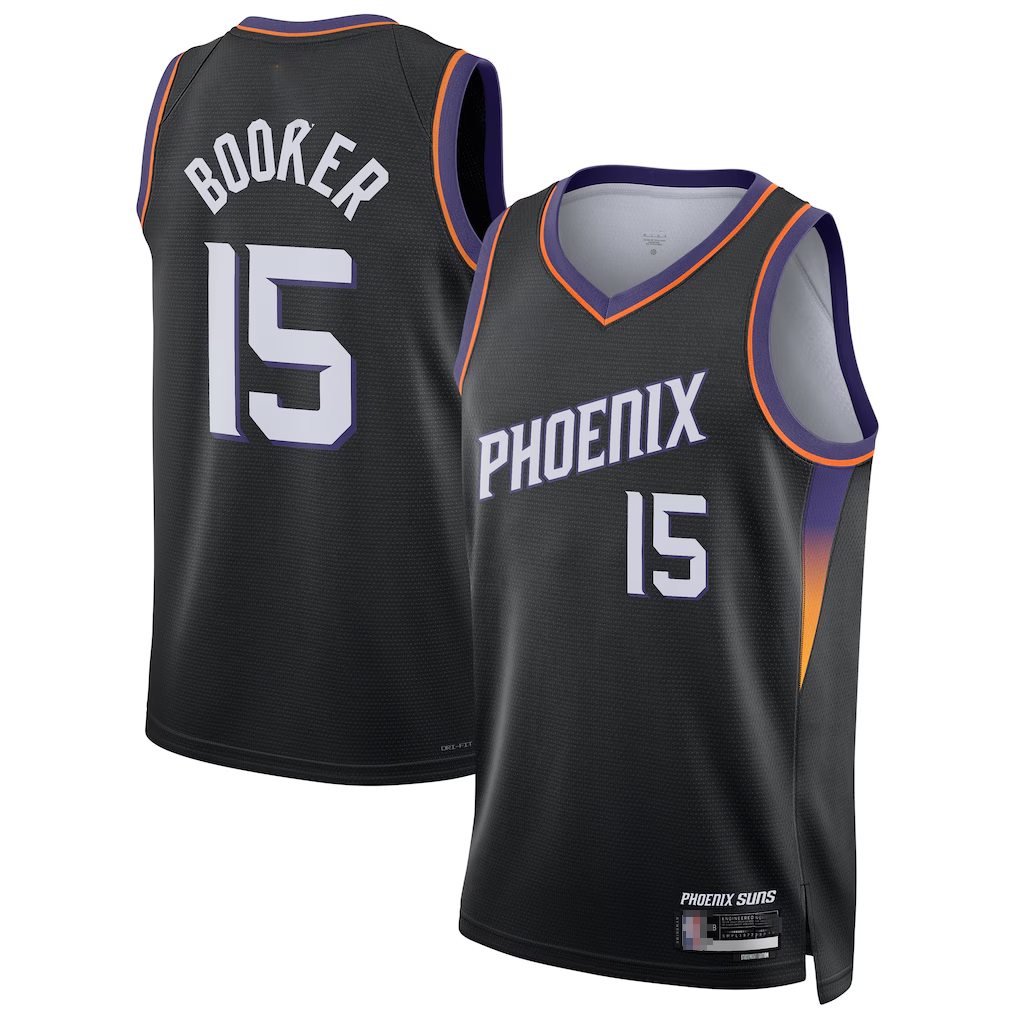Yuxns P.Suns #15 Devin Booker Black Swingman Stitched Jerseys - Statement Edition