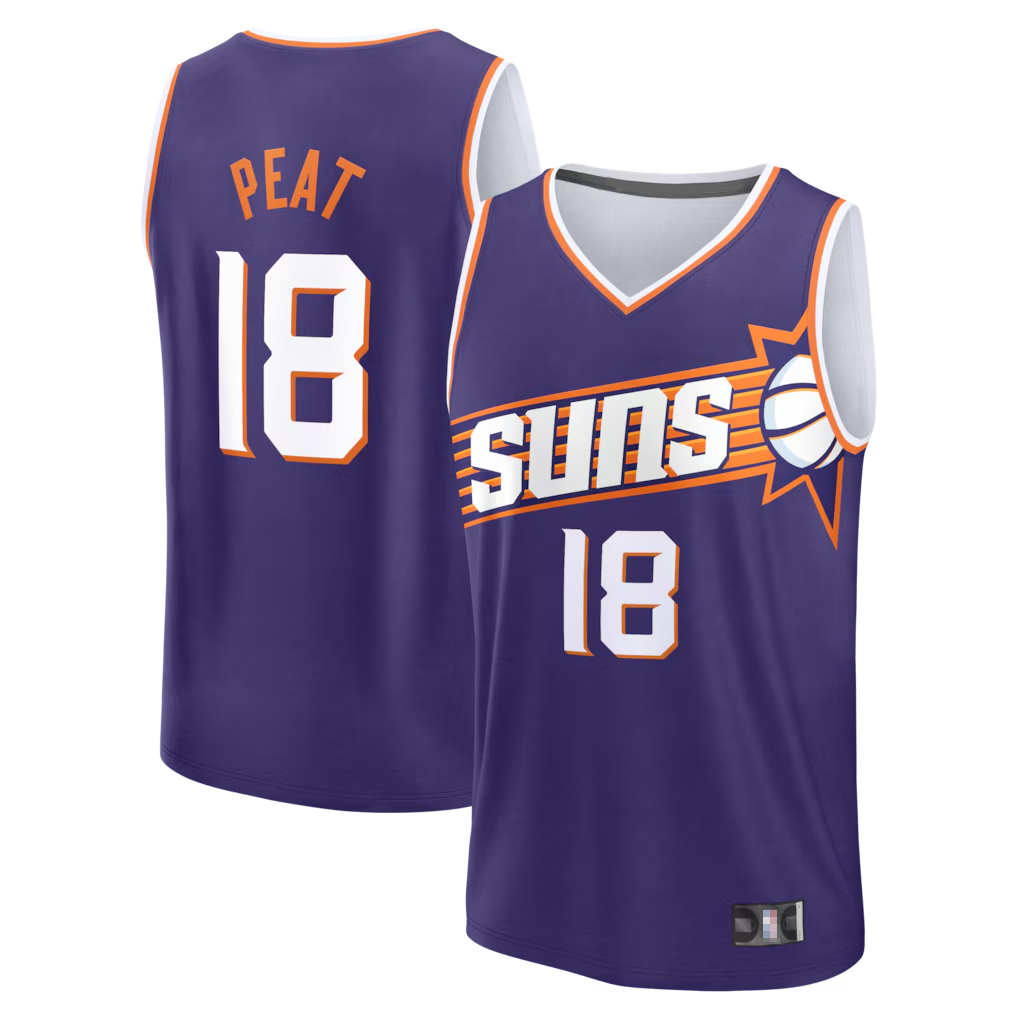 Yuxns P.Suns #18 Koa Peat Purple Fast Break Stitched Jerseys - Icon Edition