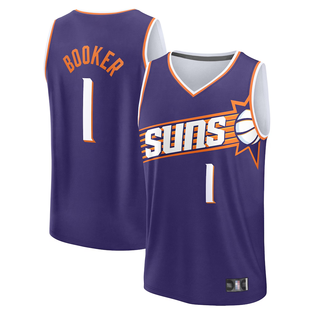 Yuxns P.Suns #1 Devin Booker Purple Big & Tall Fast Break Stitched Jerseys - Icon Edition