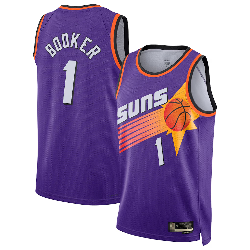 Yuxns P.Suns #1 Devin Booker Purple Swingman Stitched Jerseys- Classic Edition