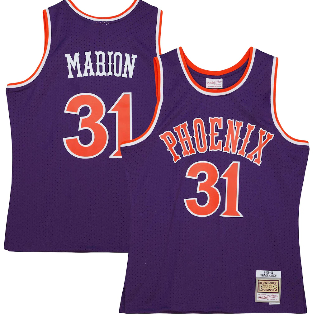 Yuxns P.Suns #31 Shawn Marion Mitchell & Ness Purple 200506 Hardwood Classics Swingman Stitched Jerseys