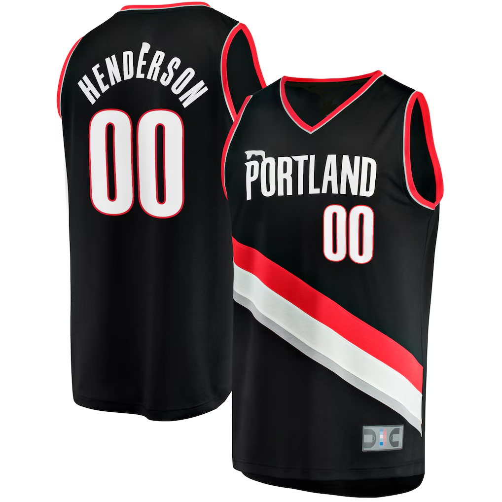 Yuxns PT.Blazers #00 Scoot Henderson Black Fast Break Replica Stitched Jerseys - Icon Edition