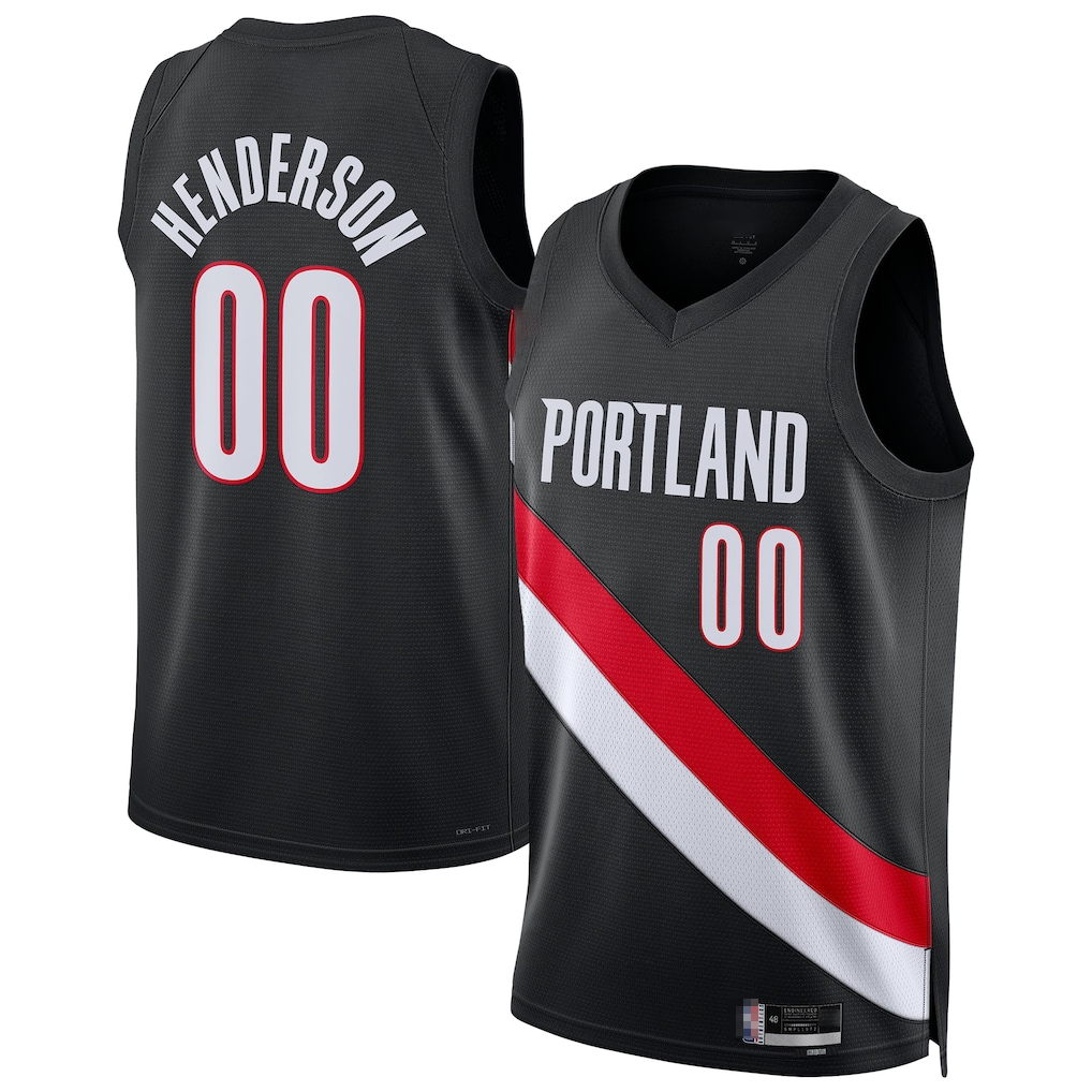 Yuxns PT.Blazers #00 Scoot Henderson Black Swingman Stitched Jerseys - Icon Edition