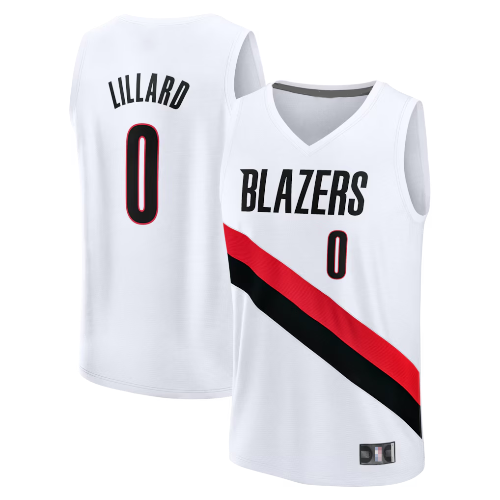 Yuxns PT.Blazers #0 Damian Lillard White Fast Break Replica Player Stitched Jerseys - Association Edition