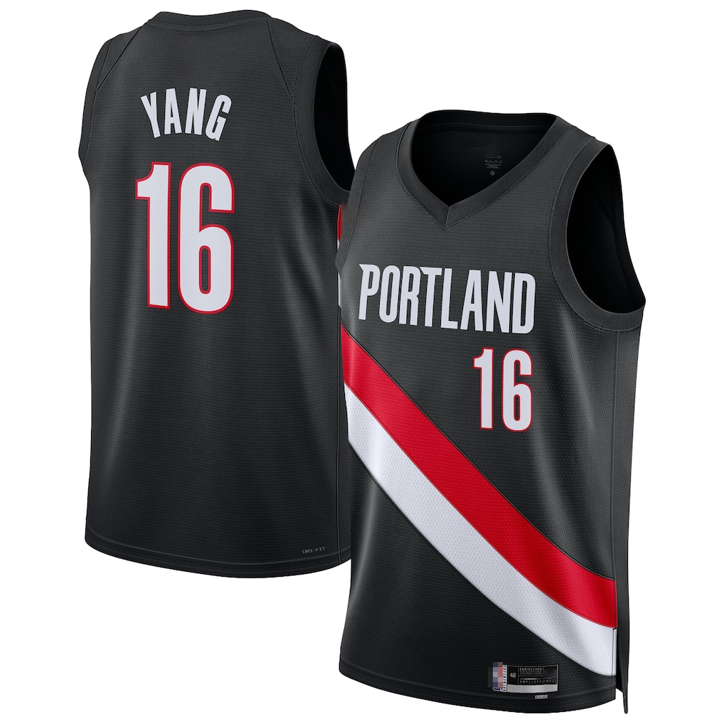 Yuxns PT.Blazers #16 Yang Hansen Black Swingman Stitched Jerseys - Icon Edition