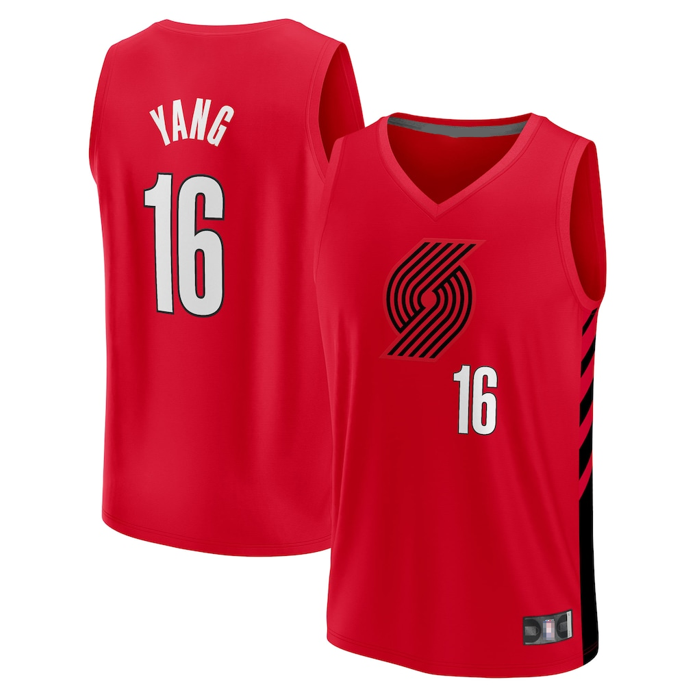 Yuxns PT.Blazers #16 Yang Hansen Red Fast Break Replica Stitched Jerseys - Statement Edition