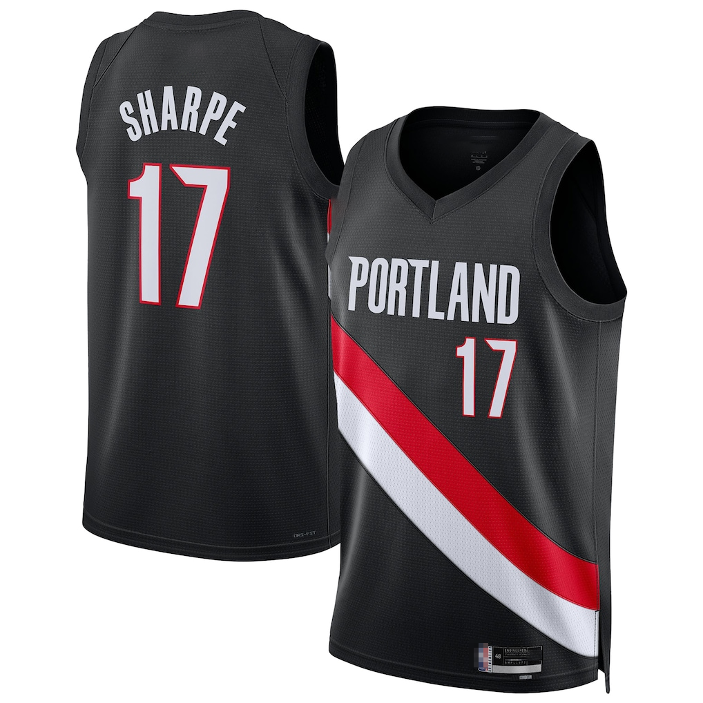 Yuxns PT.Blazers #17 Shaedon Sharpe Black Swingman Stitched Jerseys - Icon Edition