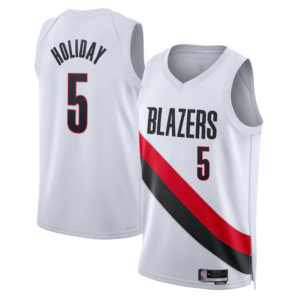 Yuxns PT.Blazers #5 Jrue Holiday White Swingman Stitched Jerseys - Association Edition