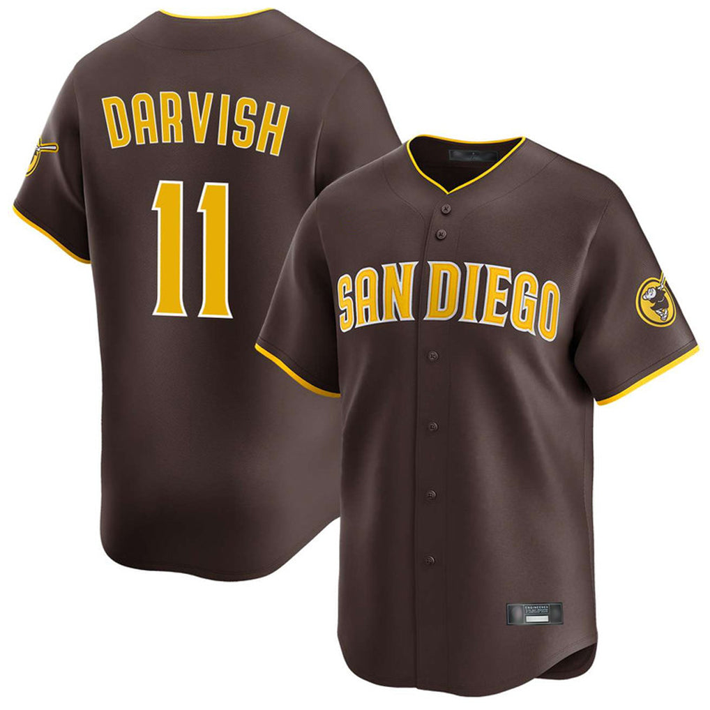 Yuxns S.Diego Padres #11 Yu Darvish Player Brown Home Limited Game Stitched Jerseys