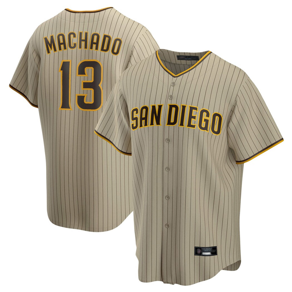Yuxns S.Diego Padres #13 Manny Machado Player Khaki Home Game Stitched Jerseys