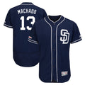 Yuxns S.Diego Padres #13 Manny Machado Player Navy Majestic Patch Flex Base Game Stitched Jerseys