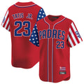 Yuxns S.Diego Padres #23 Fernando Tatis Jr Player Red Independence Day Home Limited Stitched Jerseys