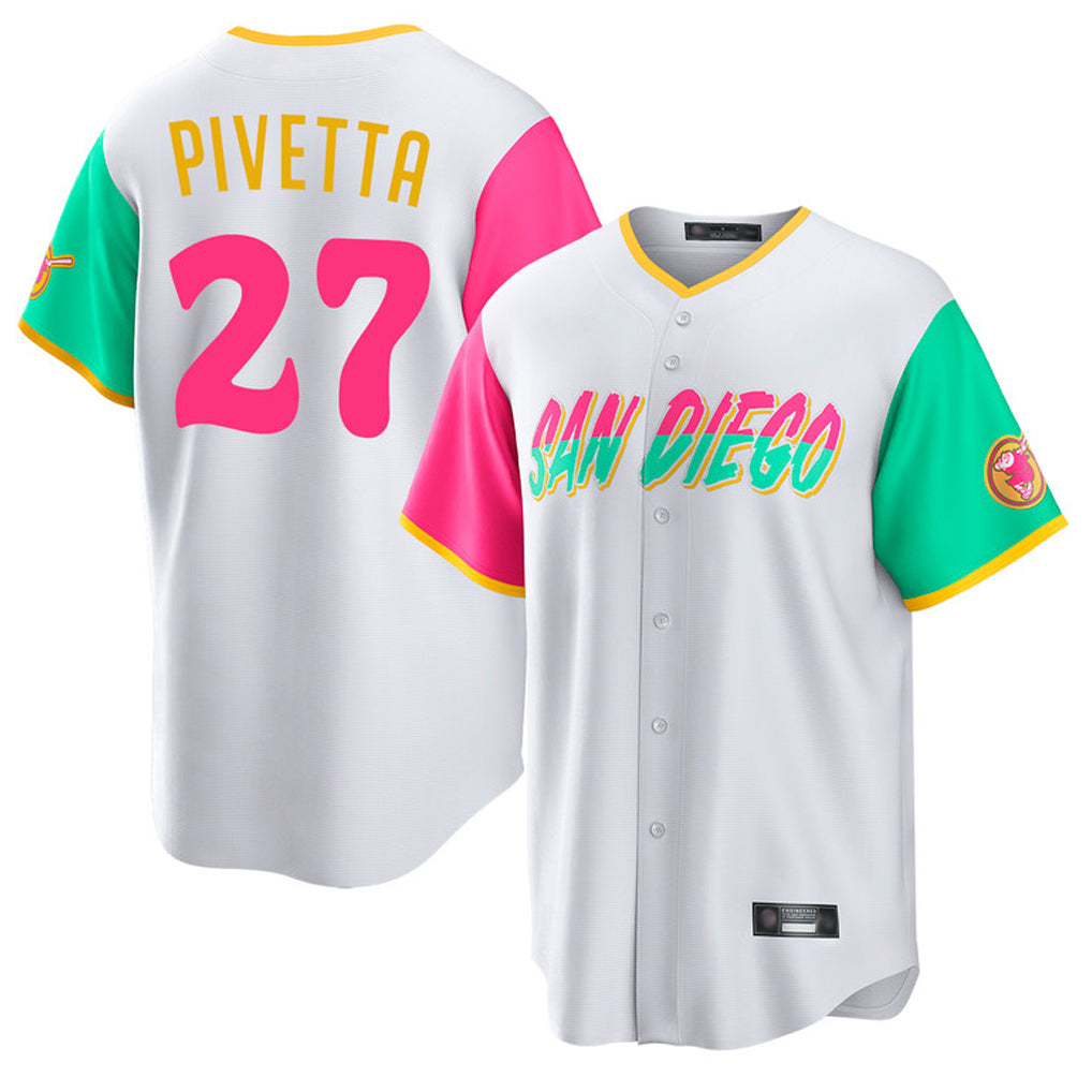 Yuxns S.Diego Padres #27 Nick Pivetta Player White City Connect Home Game Stitched Jerseys