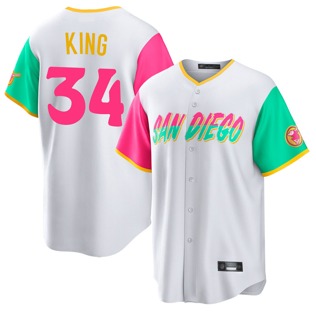 Yuxns S.Diego Padres #34 Michael King Player White City Connect Home Game Stitched Jerseys
