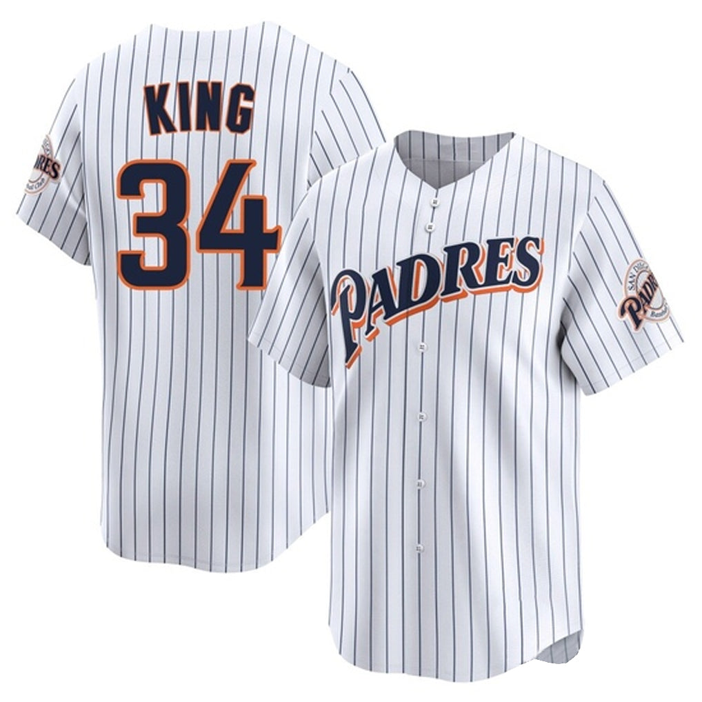Yuxns S.Diego Padres #34 Michael King Player White Cooperstown Collection Limited Home Stitched Jerseys