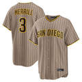 Yuxns S.Diego Padres #3 Jackson Merrill Player Khaki Home Game Stitched Jerseys