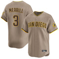 Yuxns S.Diego Padres #3 Jackson Merrill Player Khaki Home Limited Stitched Jerseys