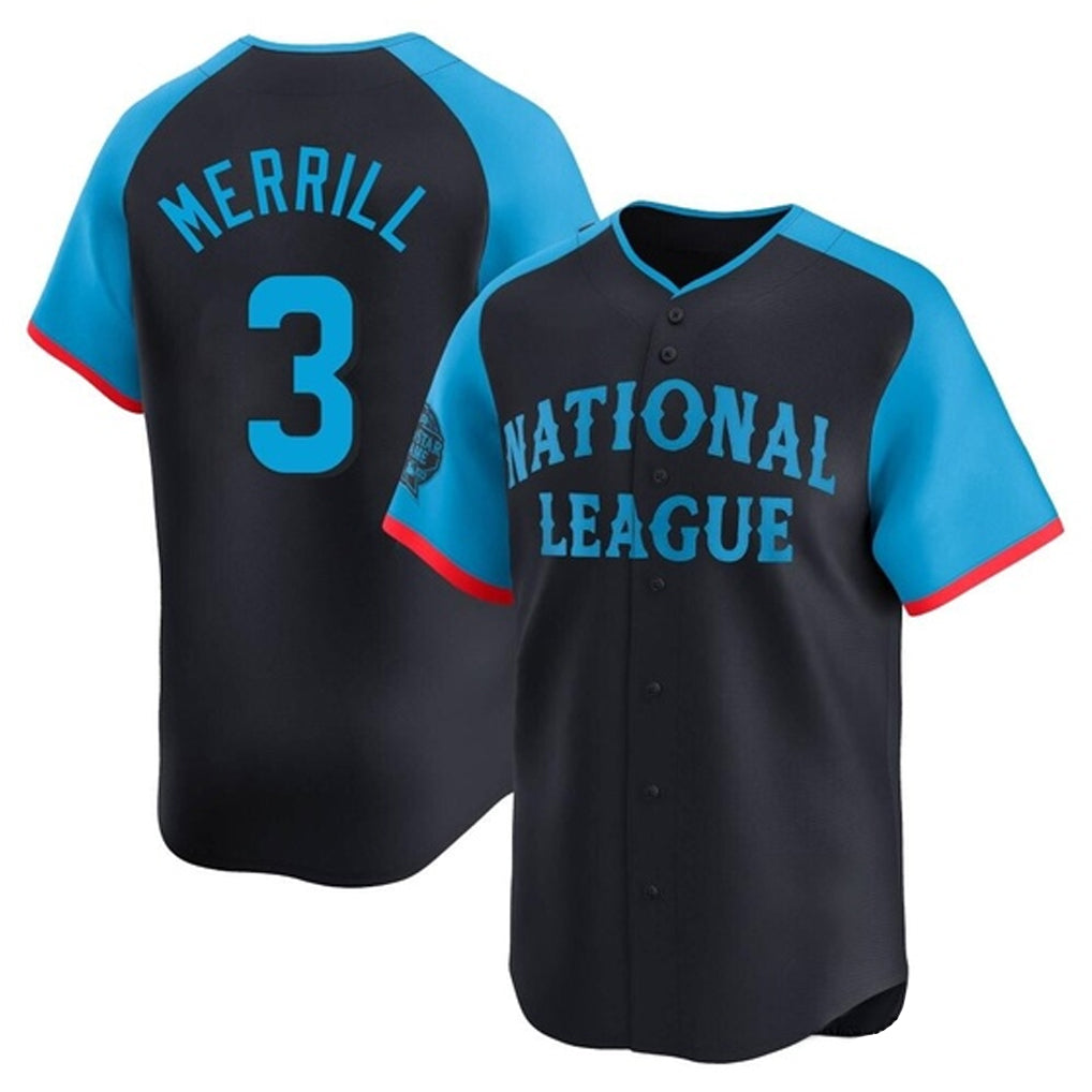 Yuxns S.Diego Padres #3 Jackson Merrill Player National League Navy All-Star Game Limited Stitched Jerseys