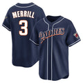 Yuxns S.Diego Padres #3 Jackson Merrill Player Navy Cooperstown Collection Limited Home Stitched Jerseys