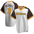 Yuxns S.Diego Padres #3 Jackson Merrill Player White Home Cooperstown Collection Replica Game Stitched Jerseys