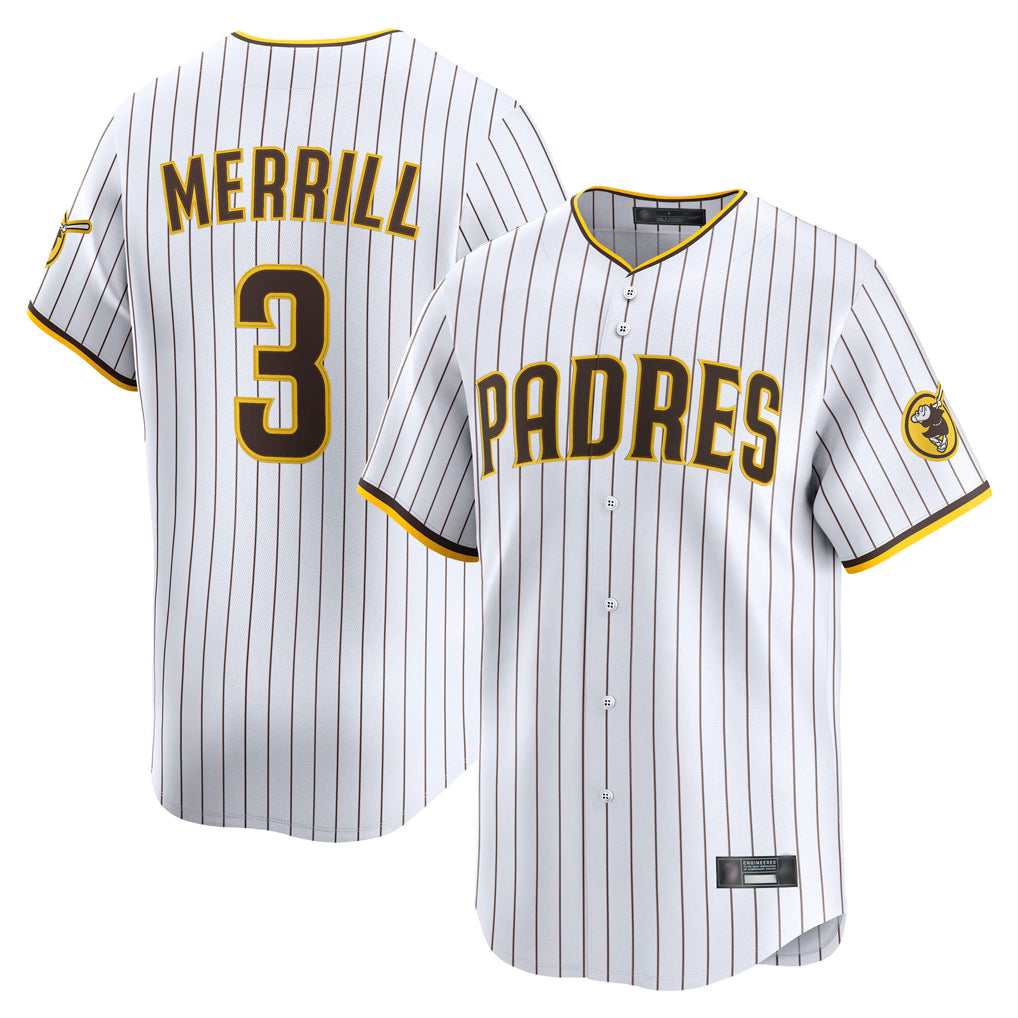 Yuxns S.Diego Padres #3 Jackson Merrill Player White Home Limited Stitched Jerseys