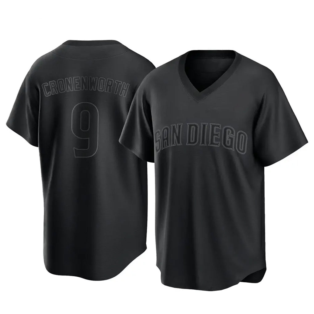 Yuxns S.Diego Padres #9 Jake Cronenworth Player Black Pitch Fashion Game T-shirt Stitched Jerseys