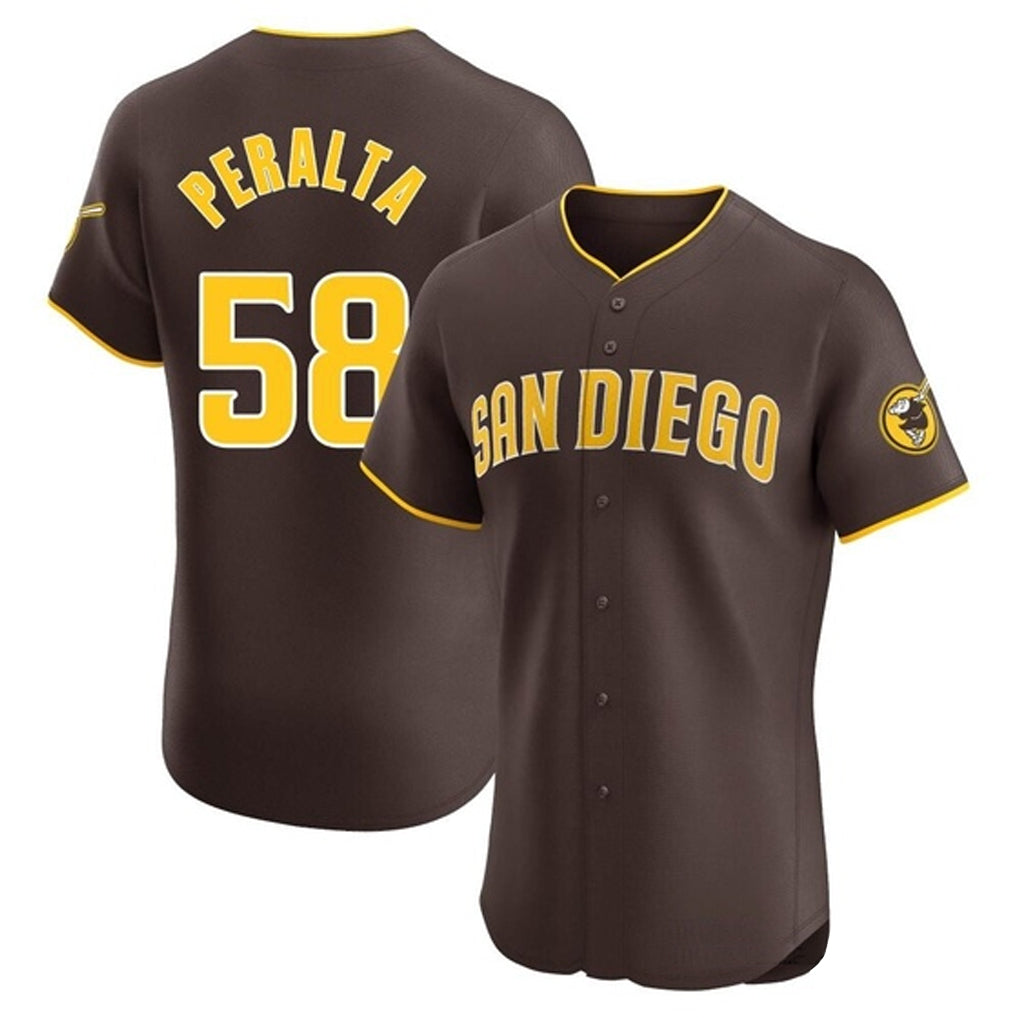 Yuxns S.Diego Padres #58 Wandy Peralta Player Brown Home Limited Elite Stitched Jerseys