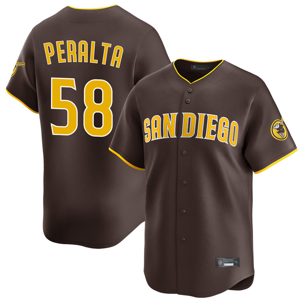 Yuxns S.Diego Padres #58 Wandy Peralta Player Brown Home Limited Stitched Jerseys