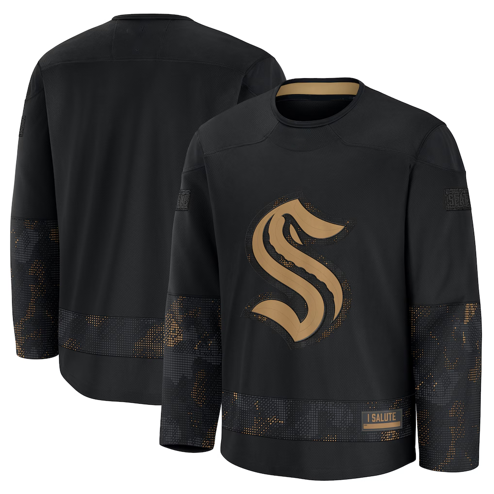 Yuxns S.Kraken Black 2024 Military Appreciation Practice Jerseys