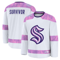 Yuxns S.Kraken White Hockey Fights Cancer Survivor Practice Jerseys
