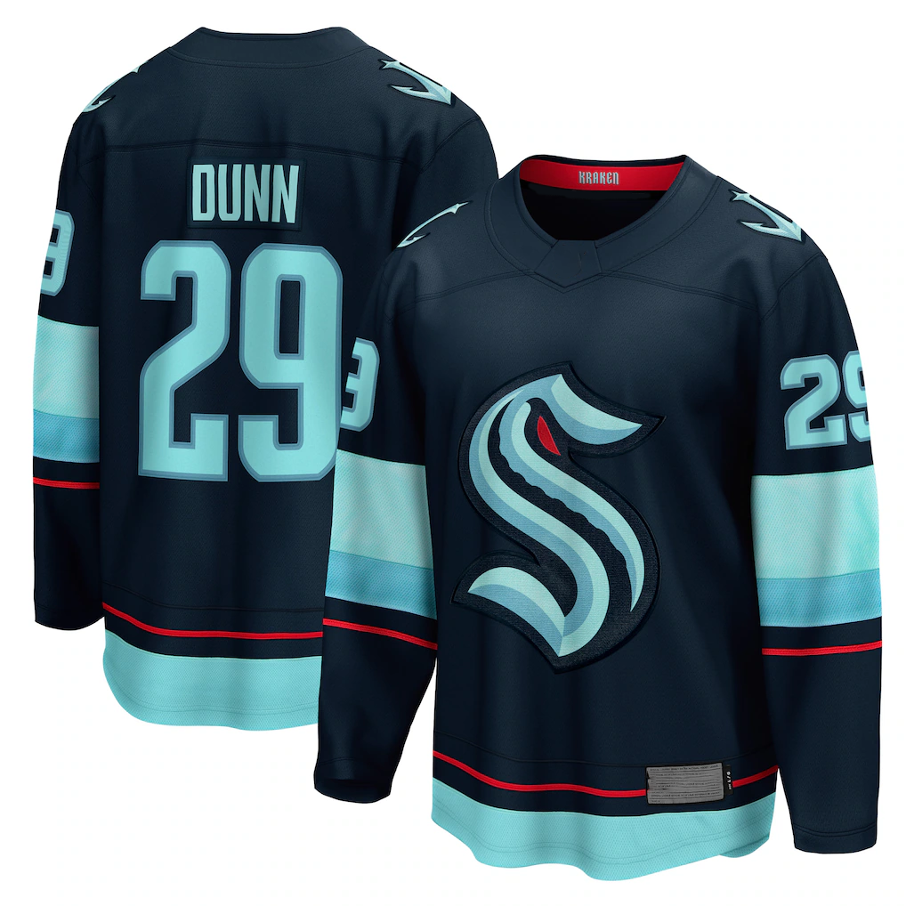 Yuxns S.Kraken #29 Vince Dunn Deep Sea Blue Home Breakaway Player Jerseys