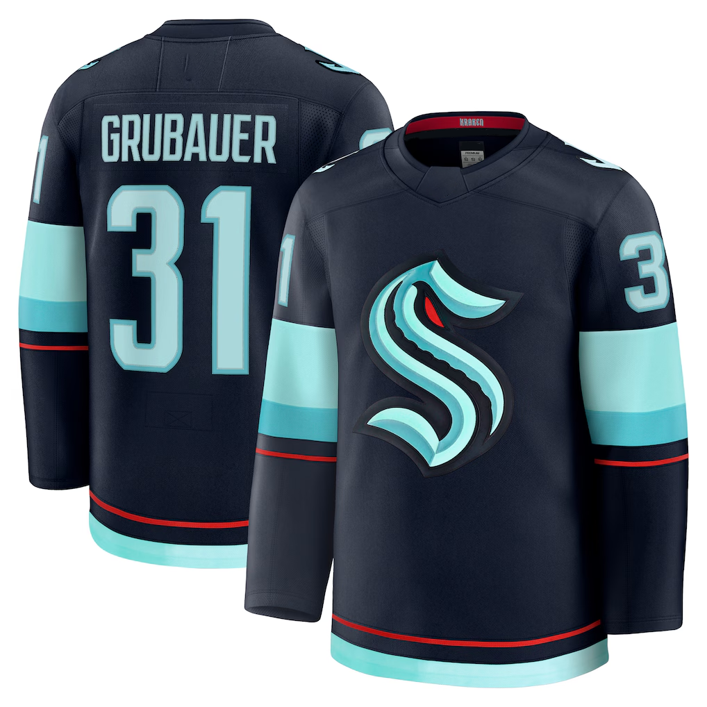 Yuxns S.Kraken #31 Philipp Grubauer Deep Sea Blue Home Premium Jerseys