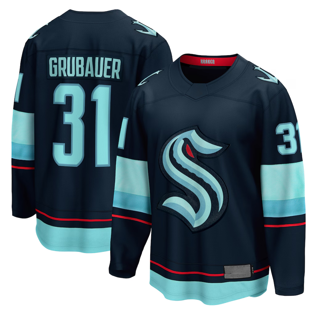 Yuxns S.Kraken #31 Philipp Grubauer Navy Home Breakaway Player Jerseys