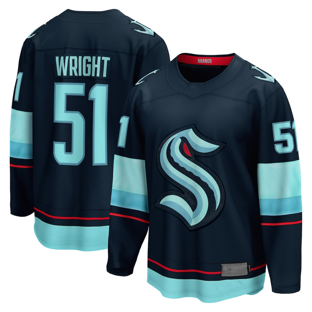 Yuxns S.Kraken #51 Shane Wright Deep Sea Blue Home Breakaway Player Jerseys