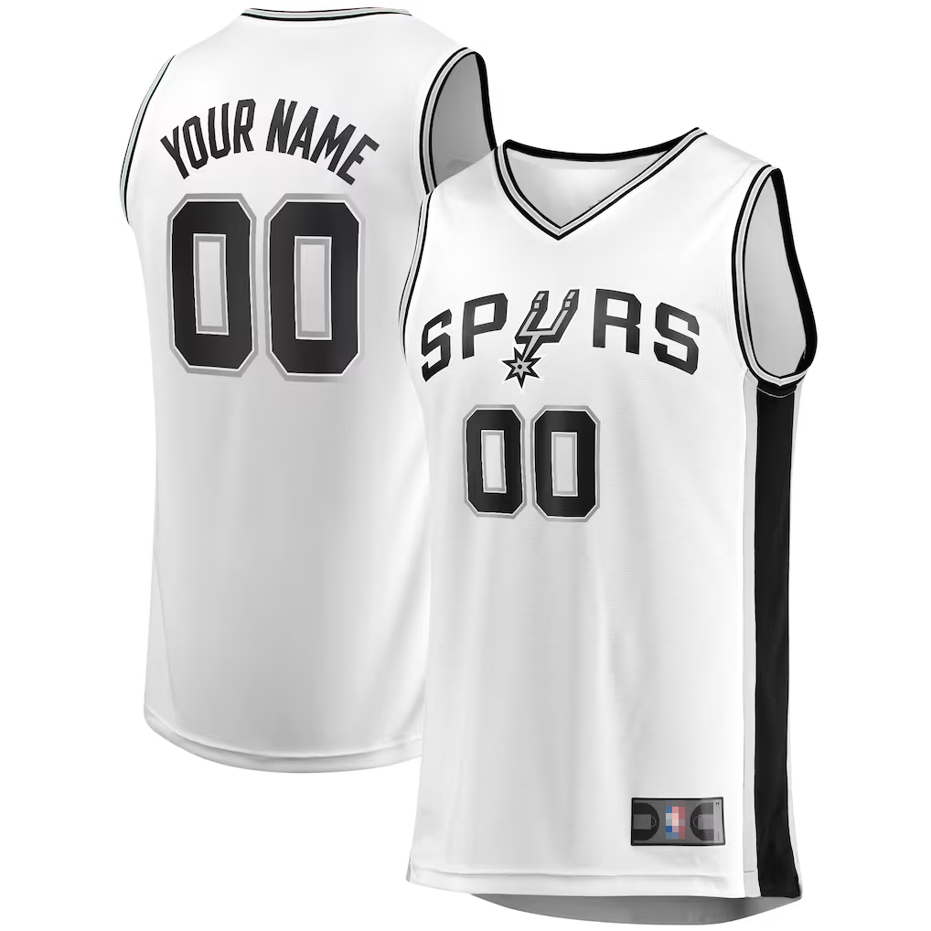 Yuxns Custom SA.Spurs White Fast Break Replica Stitched Jerseys- Association Edition