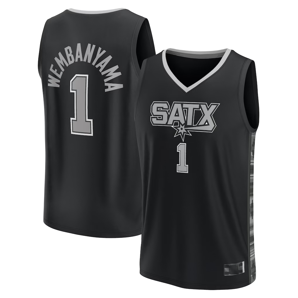 Yuxns SA.Spurs #1 Victor Wembanyama Black Fast Break Player Stitched Jerseys- Statement Edition