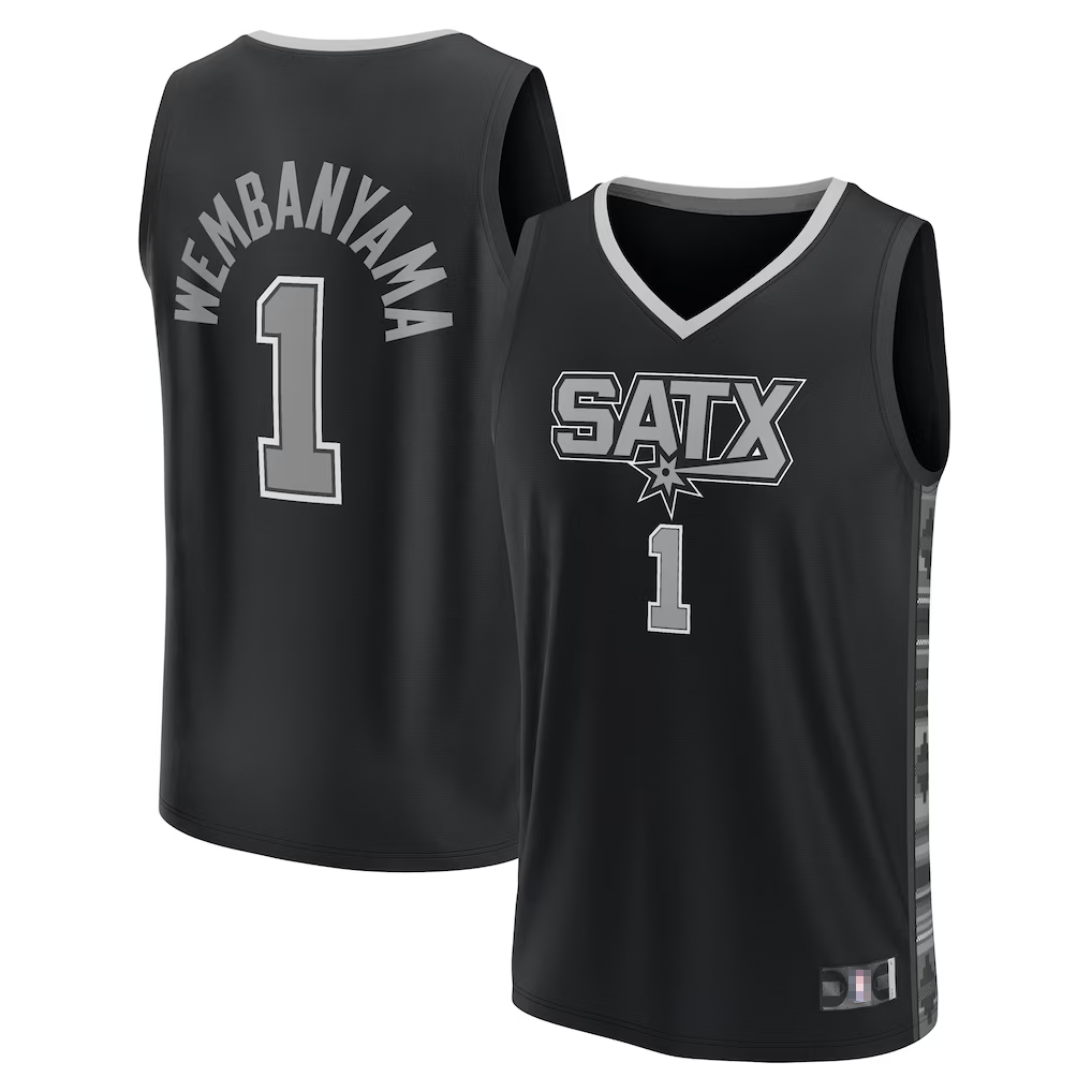 Yuxns SA.Spurs #1 Victor Wembanyama Black Fast Break Replica Player Jerseys - Statement Edition