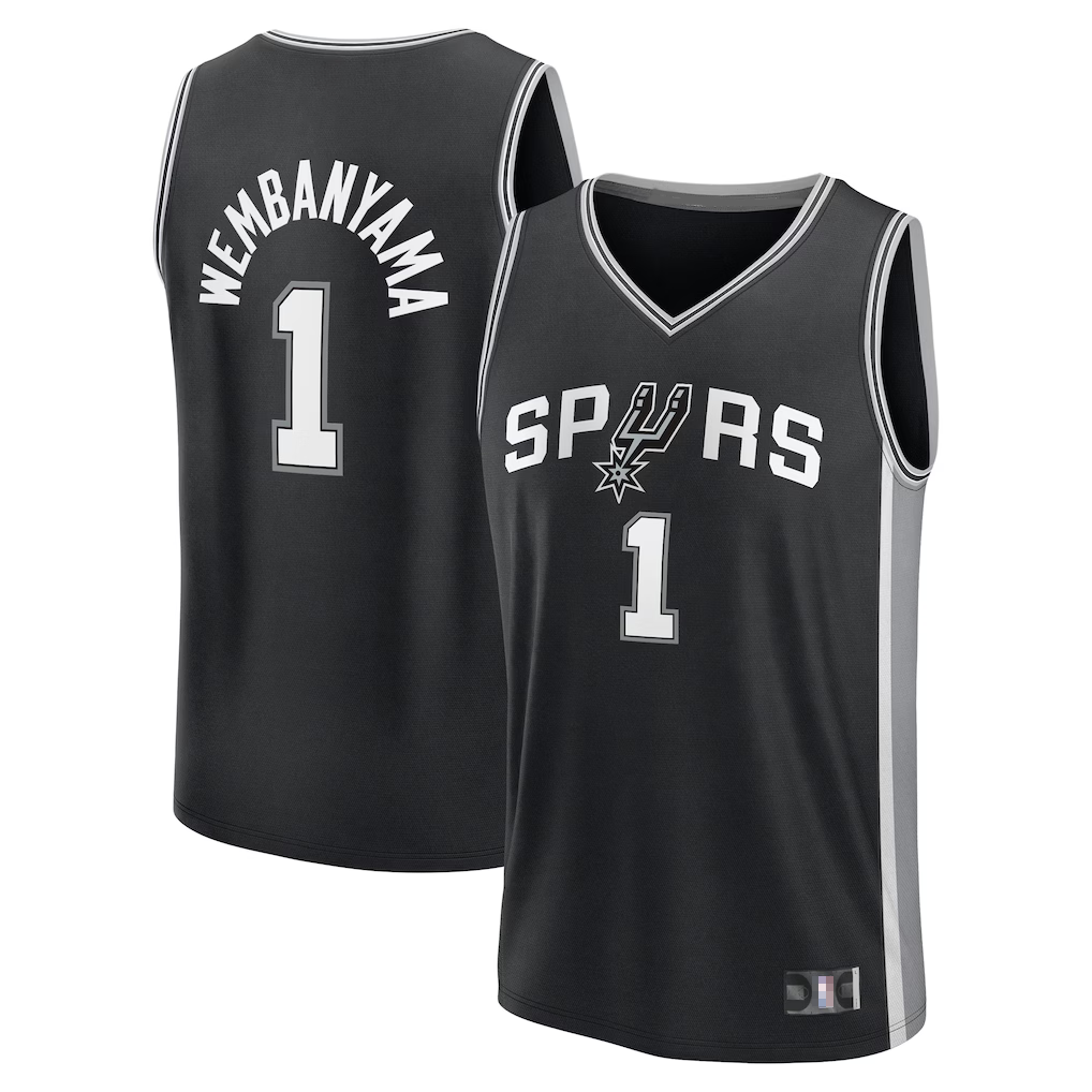 Yuxns SA.Spurs #1 Victor Wembanyama Black Fast Break Replica Player Stitched Jerseys- Icon Edition