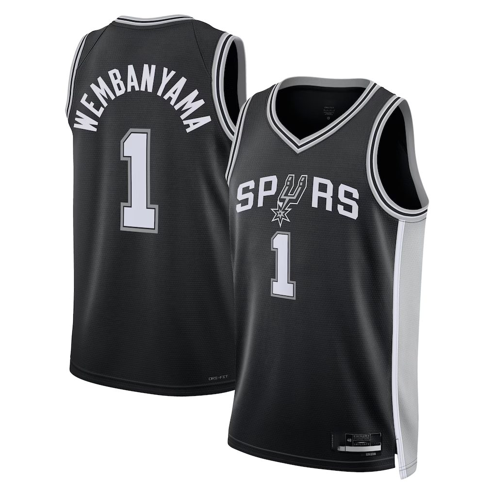 Yuxns SA.Spurs #1 Victor Wembanyama Black Fast Break Replica Player Stitched Jerseys- Icon Edition