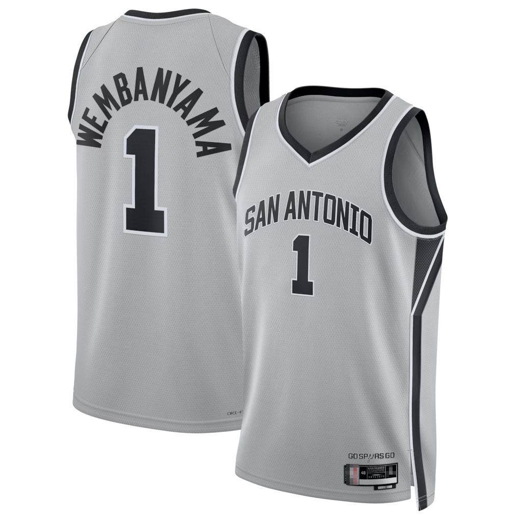 Yuxns SA.Spurs #1 Victor Wembanyama Silver Swingman Stitched Jerseys- Statement Edition