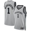 Yuxns SA.Spurs #1 Victor Wembanyama Silver Swingman Stitched Jerseys- Statement Edition