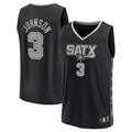 Yuxns SA.Spurs #3 Keldon Johnson Black Fast Break Replica Player Stitched Jerseys- Statement Edition