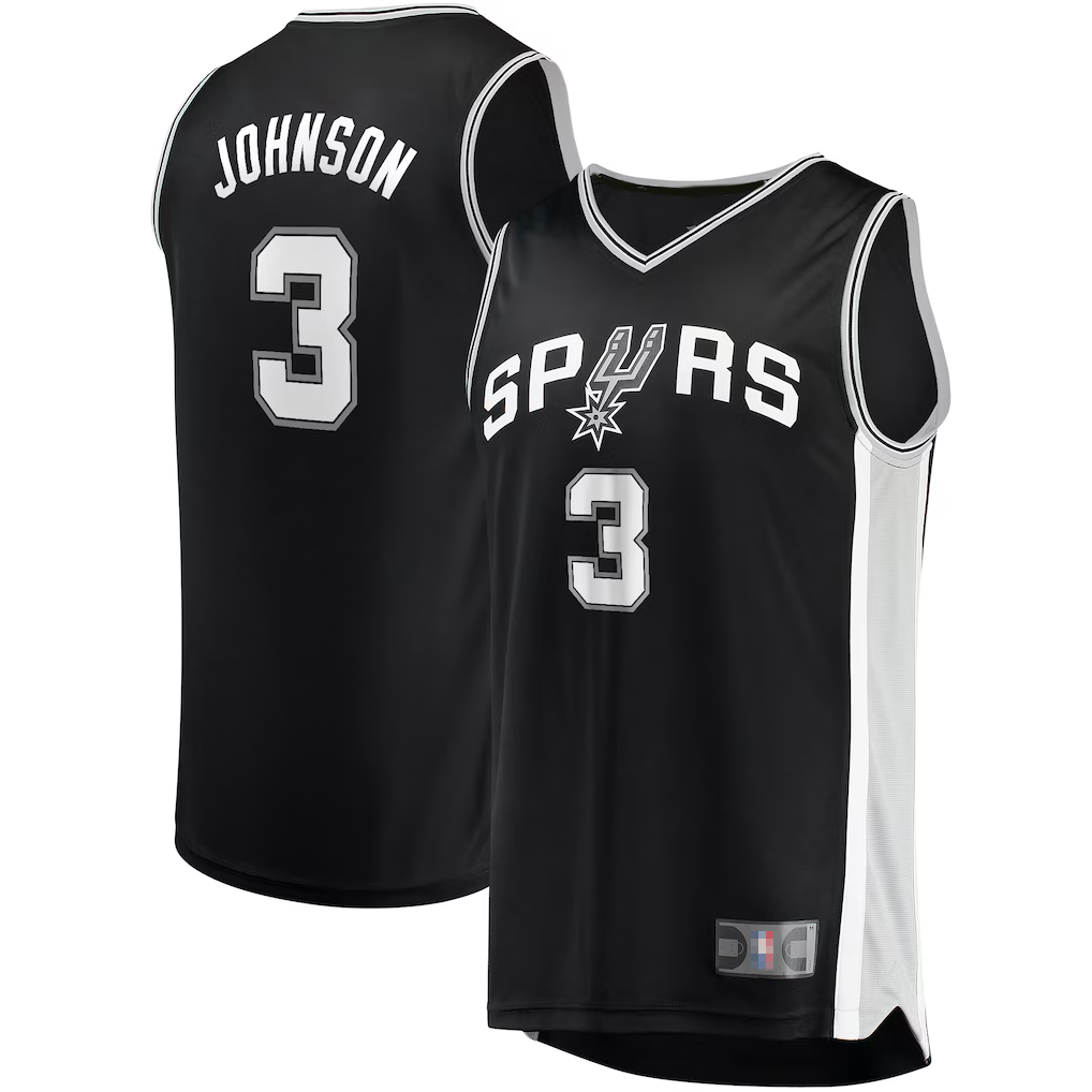 Yuxns SA.Spurs #3 Keldon Johnson Black Fast Break Replica Stitched Jerseys- Icon Edition