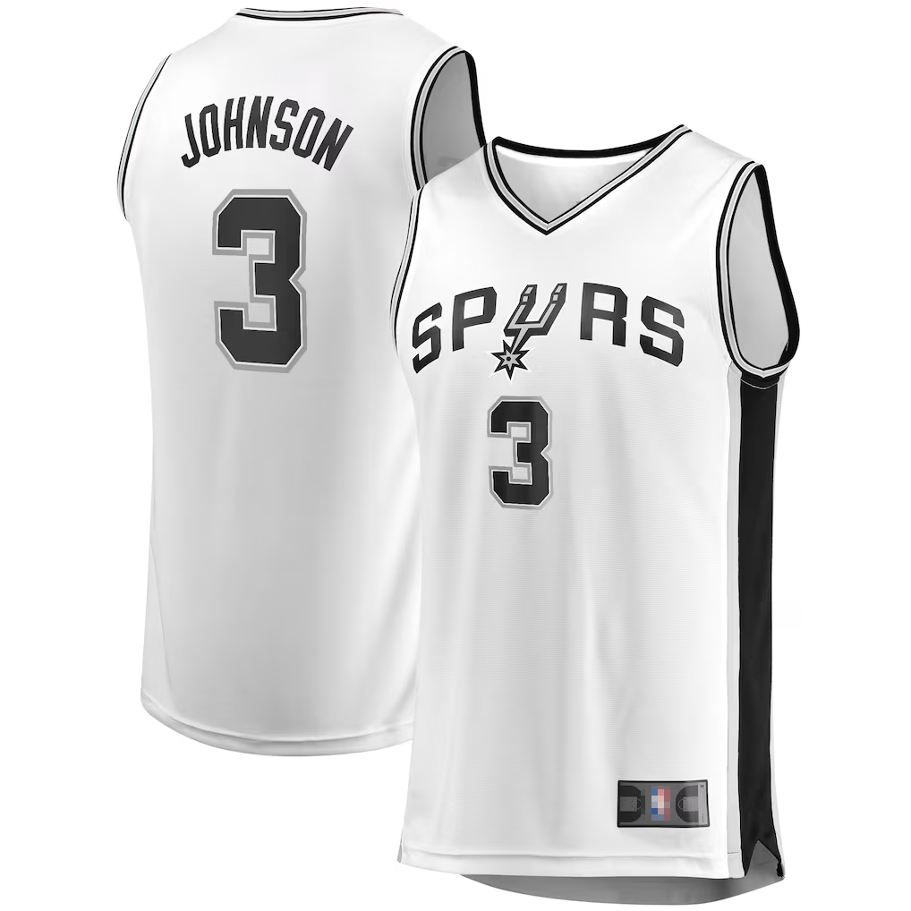 Yuxns SA.Spurs #3 Keldon Johnson White Fast Break Association Stitched Jerseys